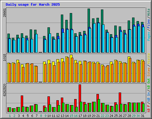 Daily usage for March 2025